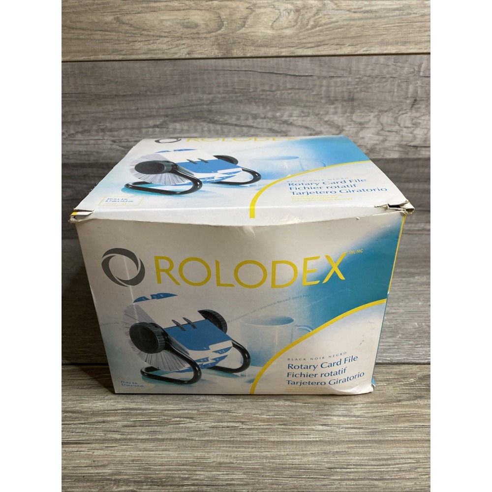 Rolodex Rotary Card File  Black with A-Z Index Tabs & 500 2-1/4 X 4" Cards 66704